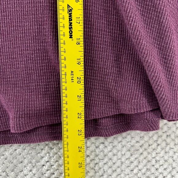 We The Free Top Womens XS Plum Waffle Knit Thermal Long Sleeves Crew Neck A-Line - Picture 5 of 8